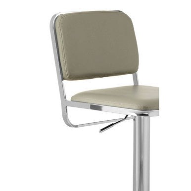 Stockholm Light Grey Leather Effect Adjustable Bar Stool with Chrome Base