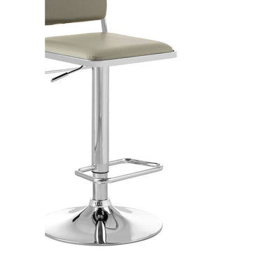 Stockholm Light Grey Leather Effect Adjustable Bar Stool with Chrome Base