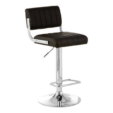 Stockholm Black Leather Effect Channel Tufted Adjustable Bar Stool