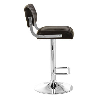 Stockholm Black Leather Effect Channel Tufted Adjustable Bar Stool