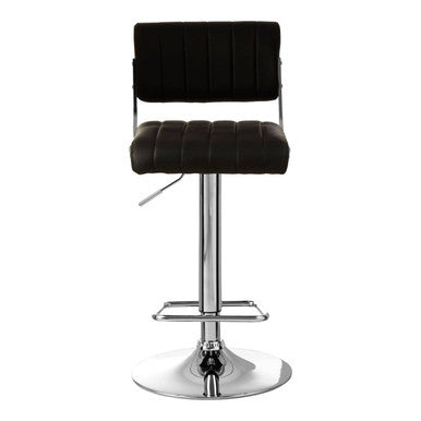 Stockholm Black Leather Effect Channel Tufted Adjustable Bar Stool