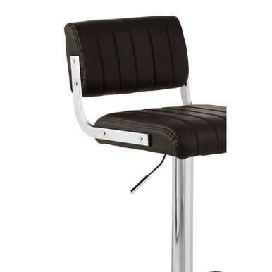 Stockholm Black Leather Effect Channel Tufted Adjustable Bar Stool