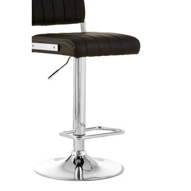 Stockholm Black Leather Effect Channel Tufted Adjustable Bar Stool