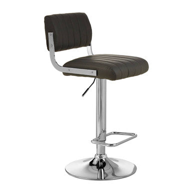 Stockholm Dark Grey Leather Effect Channel Tufted Adjustable Bar Stool