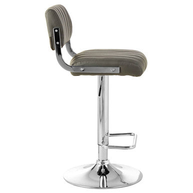 Stockholm Dark Grey Leather Effect Channel Tufted Adjustable Bar Stool