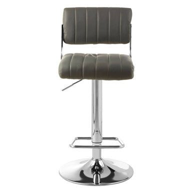 Stockholm Dark Grey Leather Effect Channel Tufted Adjustable Bar Stool