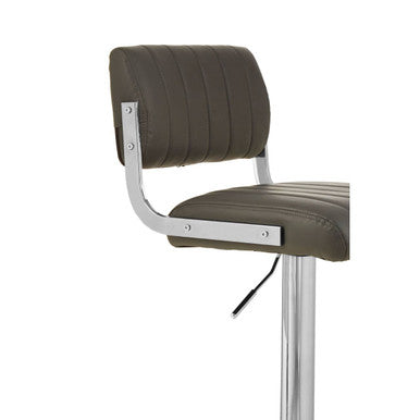 Stockholm Dark Grey Leather Effect Channel Tufted Adjustable Bar Stool