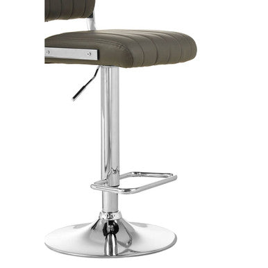 Stockholm Dark Grey Leather Effect Channel Tufted Adjustable Bar Stool