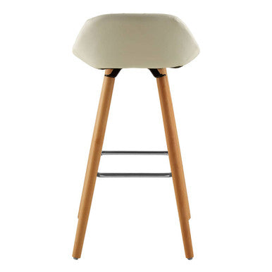 Stockholm White Leather Effect Bar Stool with Wooden Legs