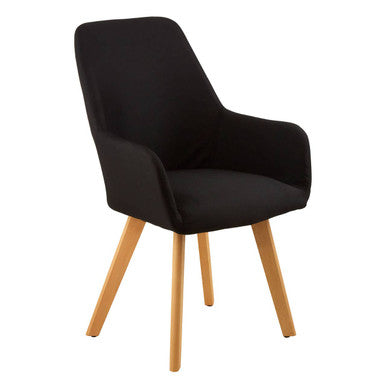 Stockholm Black Fabric Dining Chair with Armrests