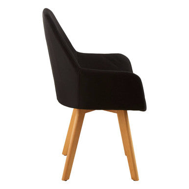 Stockholm Black Fabric Dining Chair with Armrests