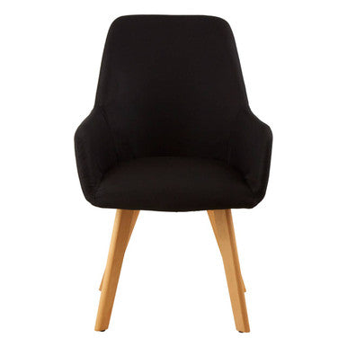 Stockholm Black Fabric Dining Chair with Armrests