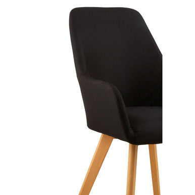 Stockholm Black Fabric Dining Chair with Armrests