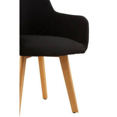 Stockholm Black Fabric Dining Chair with Armrests