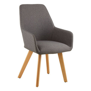 Stockholm Grey Fabric Dining Chair with Armrests