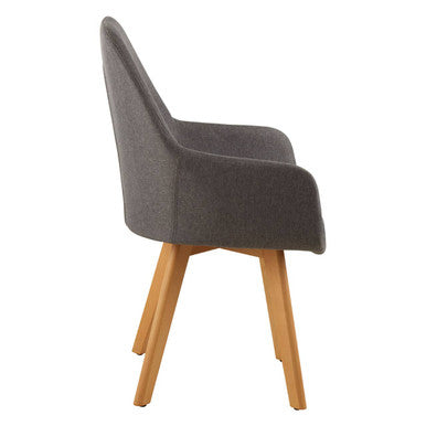 Stockholm Grey Fabric Dining Chair with Armrests