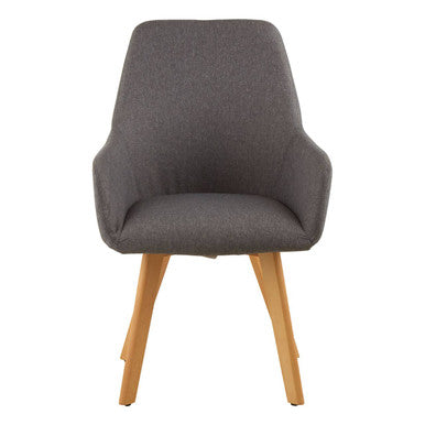 Stockholm Grey Fabric Dining Chair with Armrests