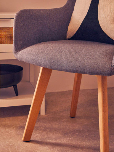 Stockholm Grey Fabric Dining Chair with Armrests