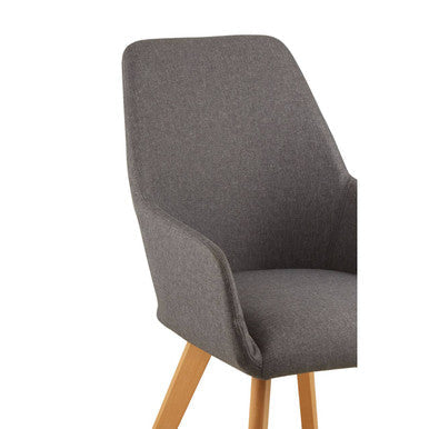 Stockholm Grey Fabric Dining Chair with Armrests