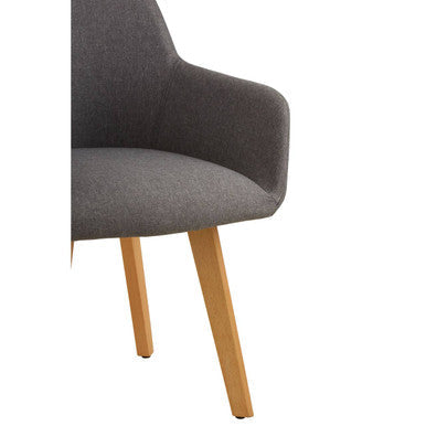 Stockholm Grey Fabric Dining Chair with Armrests