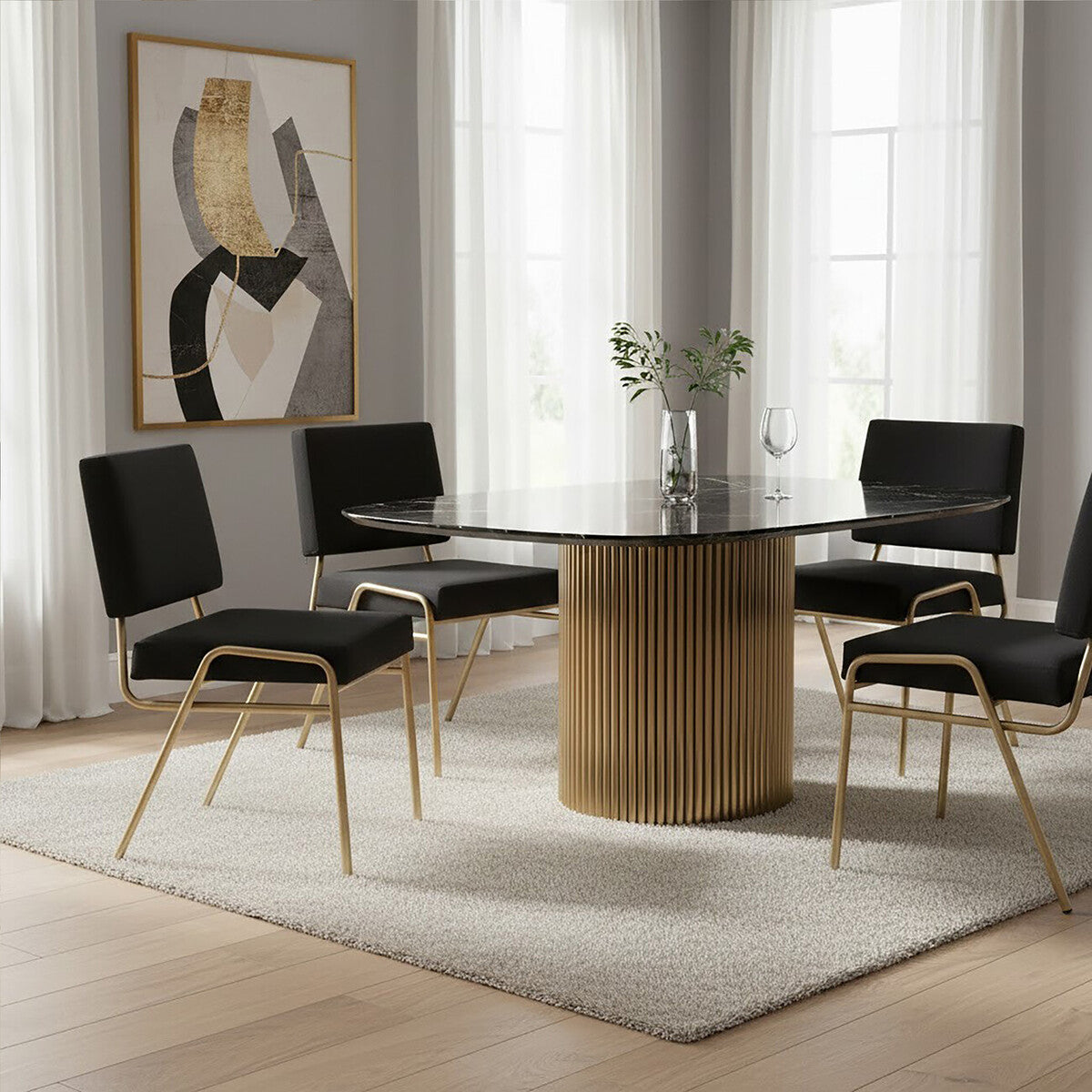 Lexa Black Linen Chair