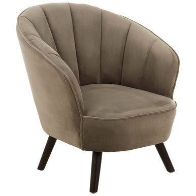 Regents Park Grey Velvet Scalloped Curved Chair