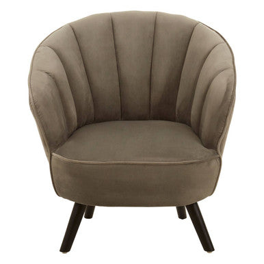 Regents Park Grey Velvet Scalloped Curved Chair