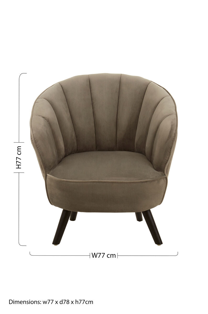 Regents Park Grey Velvet Scalloped Curved Chair