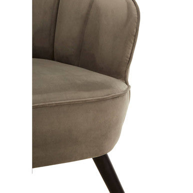 Regents Park Grey Velvet Scalloped Curved Chair