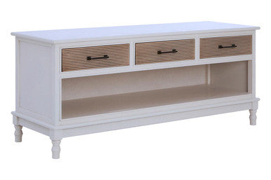 Heritage White and Natural Wooden 3 Drawer Sideboard