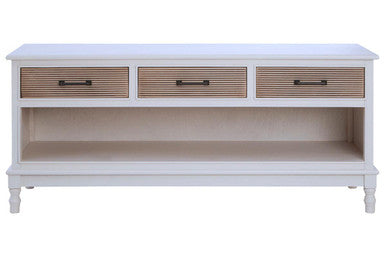 Heritage White and Natural Wooden 3 Drawer Sideboard