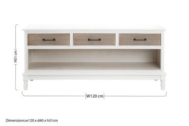 Heritage White and Natural Wooden 3 Drawer Sideboard