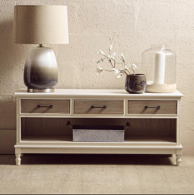 Heritage White and Natural Wooden 3 Drawer Sideboard