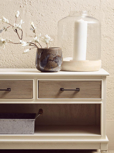 Heritage White and Natural Wooden 3 Drawer Sideboard