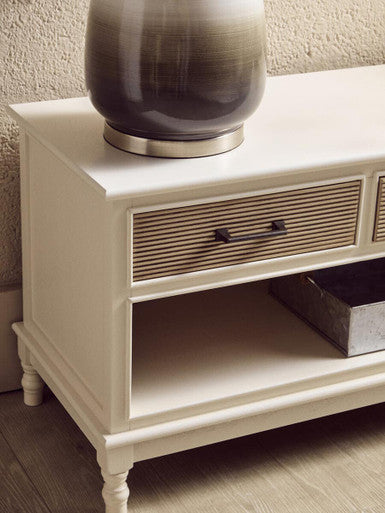 Heritage White and Natural Wooden 3 Drawer Sideboard