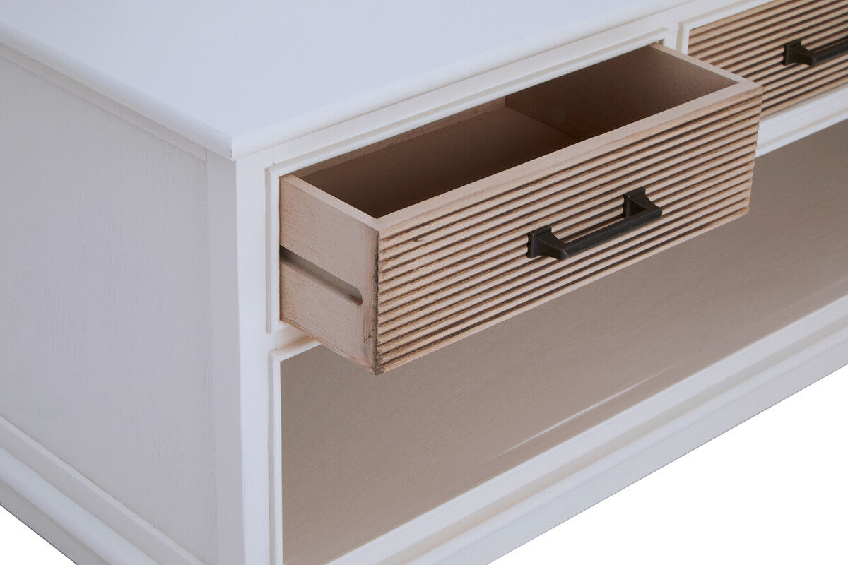 Heritage White and Natural Wooden 3 Drawer Sideboard
