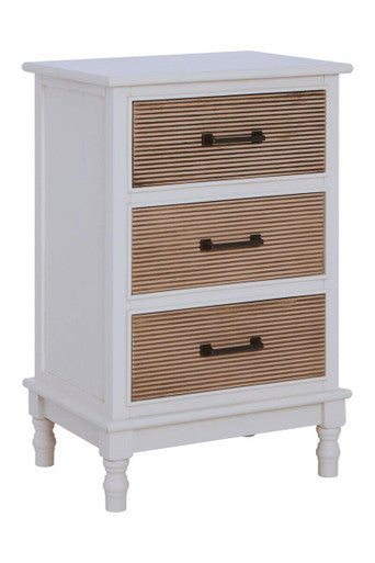 Heritage White and Natural Wooden 3 Drawer Chest