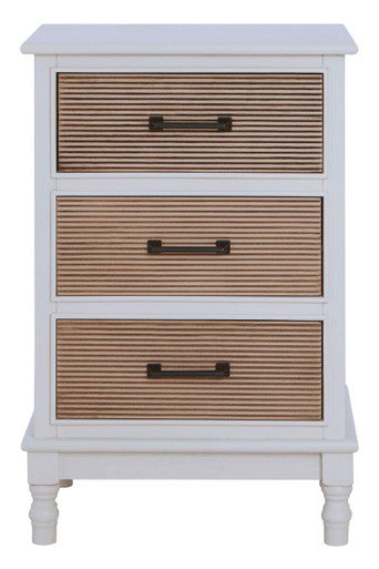 Heritage White and Natural Wooden 3 Drawer Chest