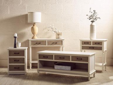 Heritage White and Natural Wooden 3 Drawer Chest