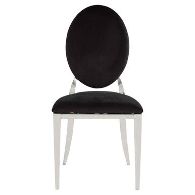 Sarita Black Velvet Stackable Dining Chair with Silver Finish Frame