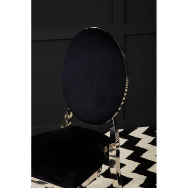 Sarita Black Velvet Stackable Dining Chair with Silver Finish Frame