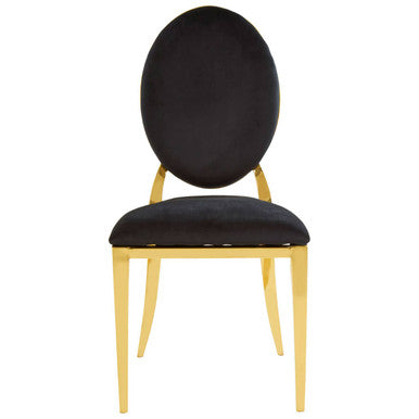 Sarita Black Velvet Stackable Dining Chair with Gold Finish Frame