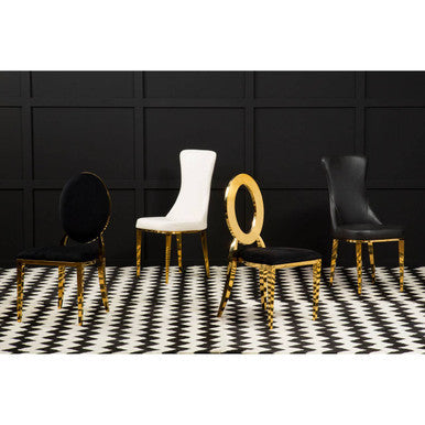 Sarita Black Velvet Stackable Dining Chair with Gold Finish Frame