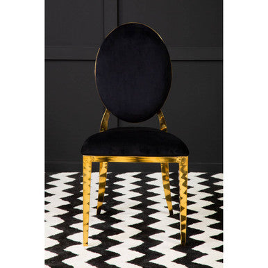 Sarita Black Velvet Stackable Dining Chair with Gold Finish Frame