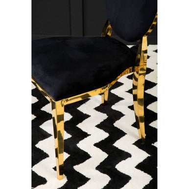 Sarita Black Velvet Stackable Dining Chair with Gold Finish Frame
