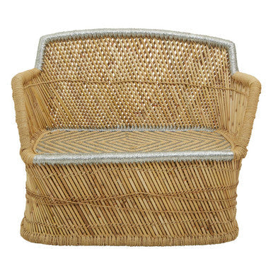 Rowan Natural and Silver Woven Bamboo 2 Seater Sofa