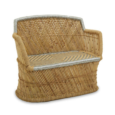 Rowan Natural and Silver Woven Bamboo 2 Seater Sofa