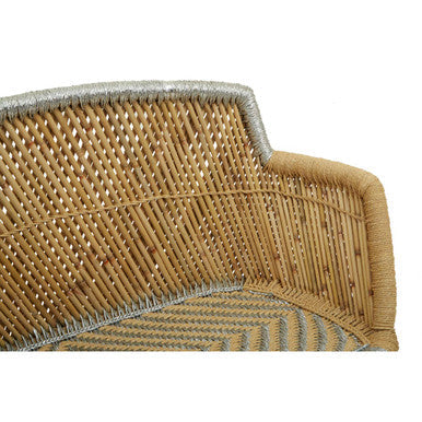 Rowan Natural and Silver Woven Bamboo 2 Seater Sofa