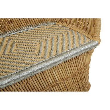 Rowan Natural and Silver Woven Bamboo 2 Seater Sofa