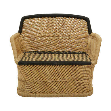 Rowan Natural and Black Woven Bamboo 2 Seater Sofa